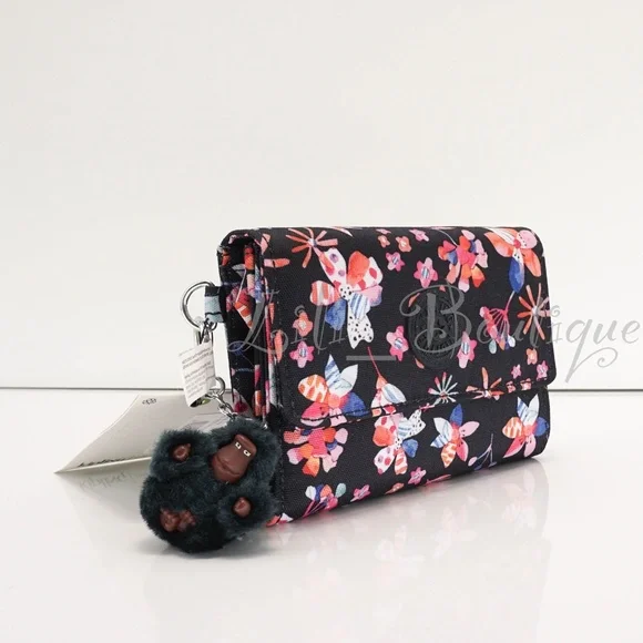 NWT Kipling AC3739 PIXI Snap Medium Trifold Wallet Nylon Festival Blossom Multi - Picture 4 of 13